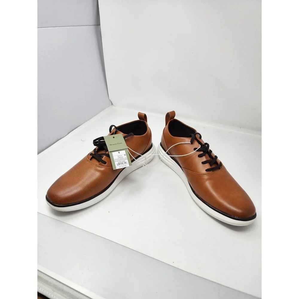 Goodfellow & Co Mens Lace Up Dress Sneakers Brown Faux Leather Size 9